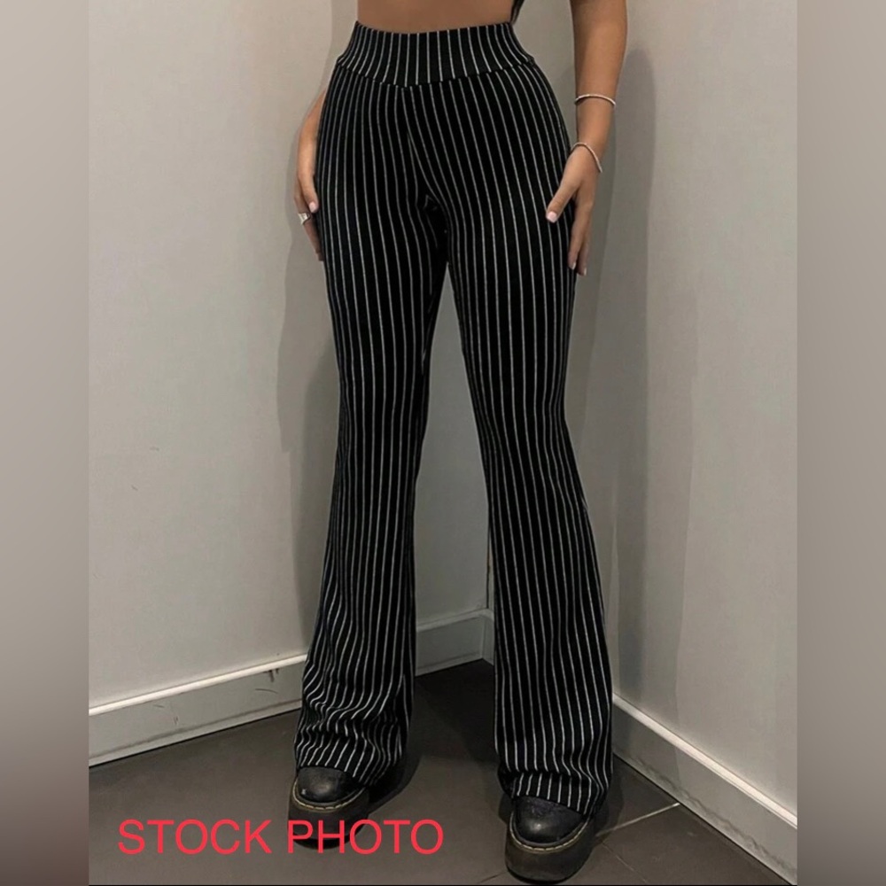 SHEIN ICON Pinstriped Flare Pants - L